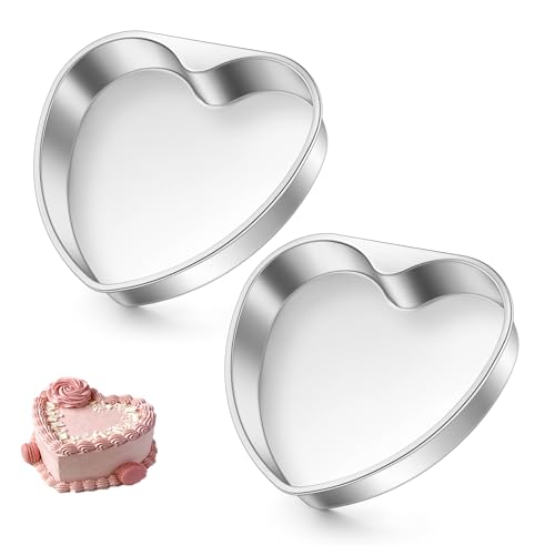 TeamFar Heart Cake Pan Set of 2, 8 Inch Stainless