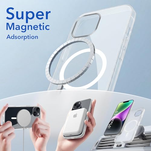 Image of Jkobi Lifetime Anti-Yellow MagSafe Compatible Clear Back Case Cover for Apple iPhone 14 (Sleek Hard Crystal | Camera Protection and Shockproof)