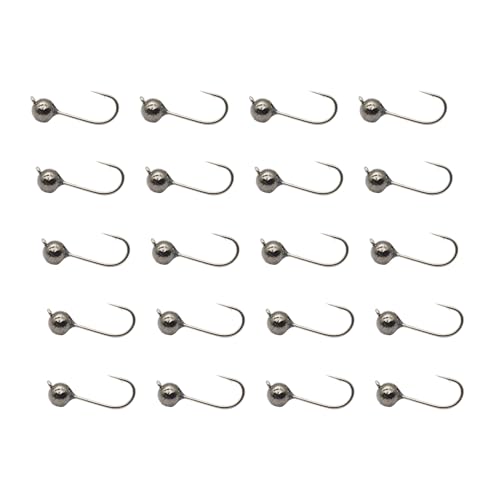 ALICHINO Tungsten Fly Tying Jig Heads for Fly Fishing Small Round Ball Crappie Jig Heads Tungsten Nano Jigs Kit Tungsten Beads with Hook(Black Nickle 20 pcs, 3.5mm 1/80oz #12)