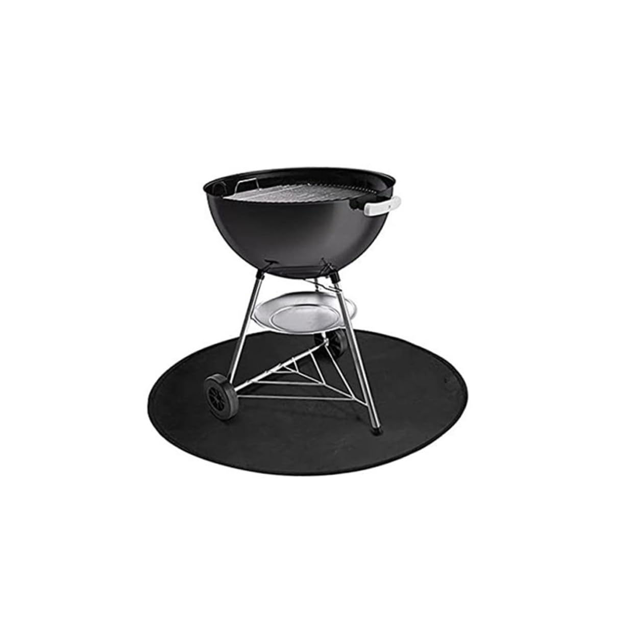 Tapis de Feu Extérieur Rond Noir, Silicone et Fibre de Verre