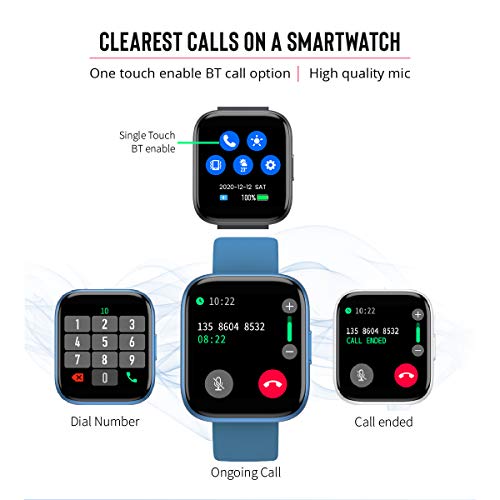 Image of EVOLVES NextFIT Talk Smart Watch with Bluetooth Calling, Mettalic Dial, Multi Sports Modes, 150+ Watch Faces, Fast Charge, Spo2, Stress, Sleep, Heart Rate Monitoring & Waterproof, 10 Days battery life (Blue)