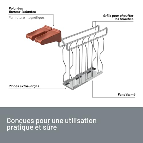 Imetec Grantoast, Grille-pains 2 tranches XL avec pinces ouvrantes pour toasts garnis, 7 niveaux de dorure, nettoyage facile, Écran à LED, Minuteur numérique, Acier inox – Image 4