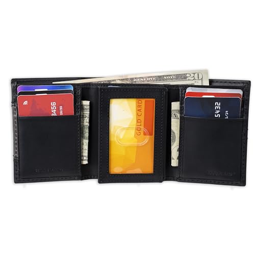 Dickies Men's Leather Extra Capacity Trifold Wallet Black4