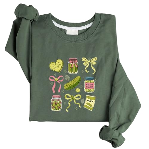 Pickle Bundle Sweatshirt Cute Pickle with Bows Sweatshirt For Women Men Unsiex