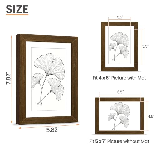 Image of upsimples 5x7 Picture Frame Solid Wooden, Nursery Decor, 1Pack Brown | 100% Solid Wood, Fit 4x6 with Mat and 5 x 6 Photo, Wall Decor or Tabletop Display, Safe For Nursery Kids Room
