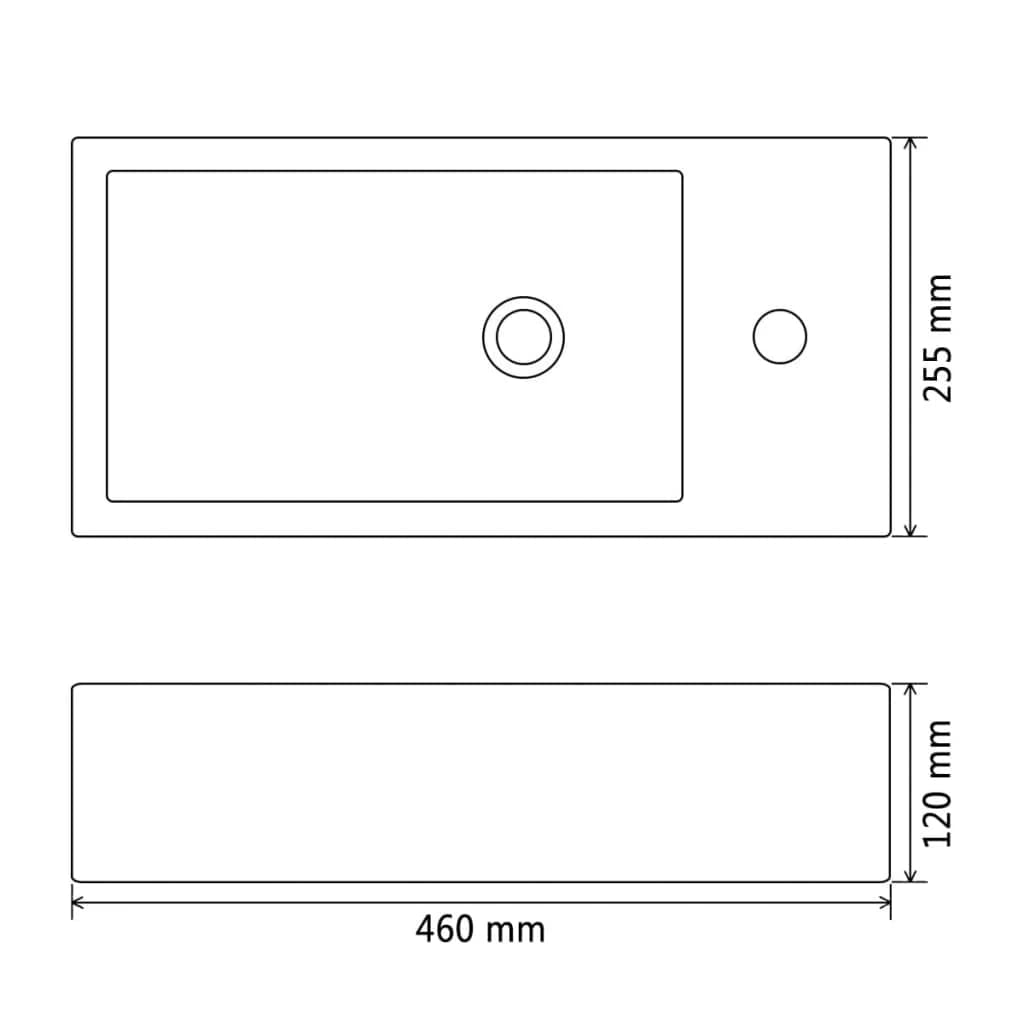 vidaXL Lavabo con agujero de grifo rectangular cerámica blanca 46x25.5x12cm lavabo
