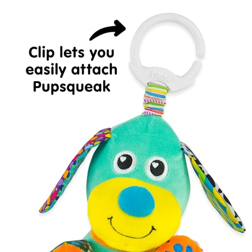 Lamaze Baby Spielzeug 'Lustiger Soundhund' Clip & Go, das hochwertige Kleinkindspielzeug. Der quietschbunte Greifling fördert die Motorik und ist das perfekte Kinderwagenspielzeug und Kuscheltier, Mehrfarbig, LC27023