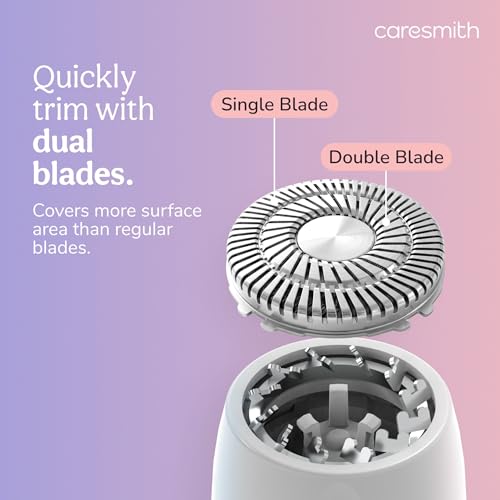 Image of Caresmith Bloom 2-in-1 Rechargeable Facial Hair Removal Machine & Eyebrow Trimmer for Women | Painless Electric Epilator with Smart Light | Facial Shaver for Upper Lips, Chin, Cheeks, Peach Fuzz