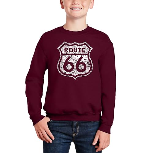 Get Your Kicks On Route 66 - Boy's Word Art Crewneck Sweatshirt