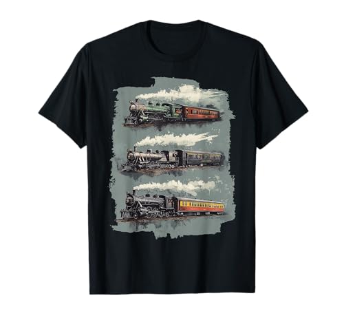 Locomotora de vapor Vintage Art Retro Train Entusiasta Diseño Camiseta