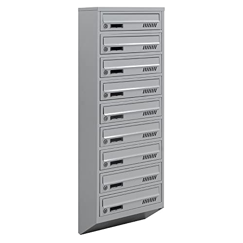 Bloc de 9 Boite aux Lettres avec Fixation Murale Euro GDS 9 RAL 7035