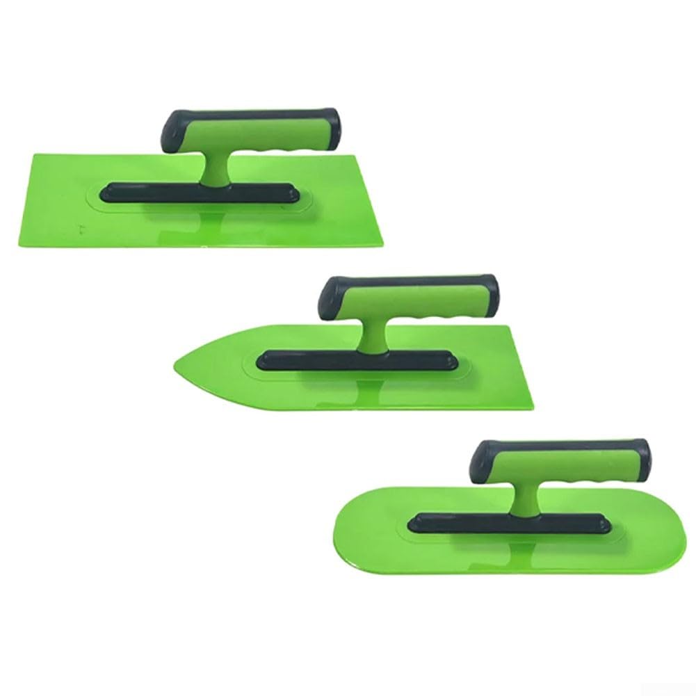 Raschietto per cemento per muratura e muratura, set di 3 cazzuole in plastica per intonacatura leggera, applicazione di stucco e levigatura, 25 cm, verde