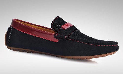 Happyshop(Tm Men's Genuine Leather Ventilation Moccasin Loafers Driving Shoes Comfort Slip-On Penny Loafers (Eur 44 (27Cm), Black) #TOP3