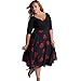 Produktbild Streetwear Kleid VENMO Damen Festliche elegant Kleid Plus Size Damen Knielang Retro V-Ausschnitt Höhe Taille Rockabilly Abendkleider Faltenrock Cocktailkleid Kleid (XXXL, Red)