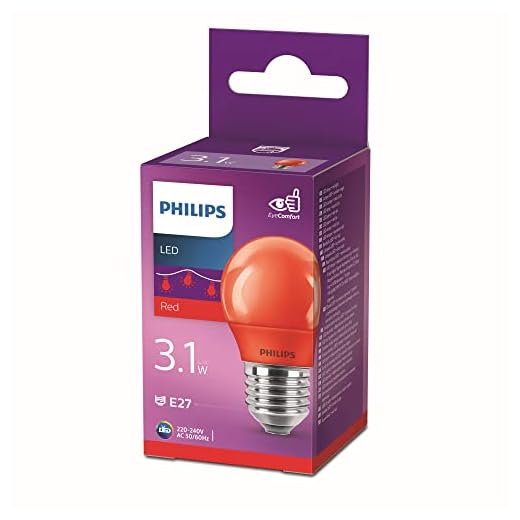 Philips LED Lampe, E27, Partylicht, rot, ideal zur Partybeleuchtung, Tropfen