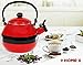 Home-X Santa Claus Whistling Tea Kettle - Porcelain Coated Stainless Steel Tea Kettle for Boiling Water - Cute Red Teapot for Stovetop - 2-Liter Capacity, 9