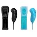 Poulep 2 Packs Gesture Controller and Nunchuck Joystick with Silicone Case for Nintendo Wii Wii U Gamepad Console (Black and Blue)