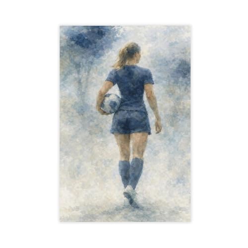 Joueuse de football impressionniste : affiche toile haut de gamme contre les murs vides