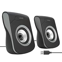 apm Kabelgebundene USB 2.0 Lautsprecher, PC-Computer-Duo-Lautsprecher, Klarer und hochwertiger Klang, USB-betrieben, Lautstärkeregler, 6W RMS Ausgangsleistung, Kompaktes Design, Grau, 571073
