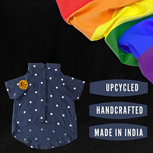 Image of Sage Square Funky Soft Material Dog Shirt | Cool /Funky Print Pet | Soft Light Weight | Comfortable & Breathable Dog Clothing | Trendy Vest Outfit (Polka Blue) (XXXLarge - 30inch)