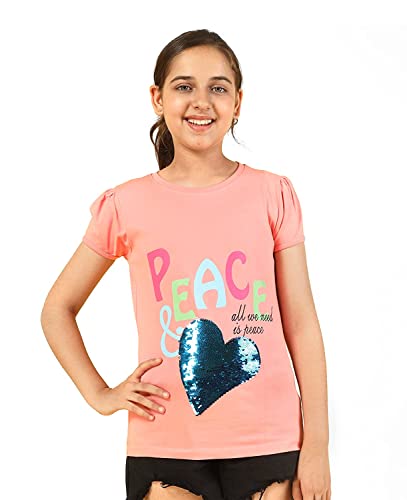 Image of KYDA KIDS Girls Cotton Full Sleeve Sequence and Embroidery Tops - Multicolor (Pack of 1)