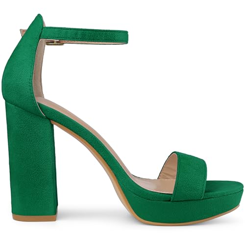 Allegra K Allegra K Women's Platform Ankle Strap Chunky High Heel Candy Green Sandals - 7.5 M US