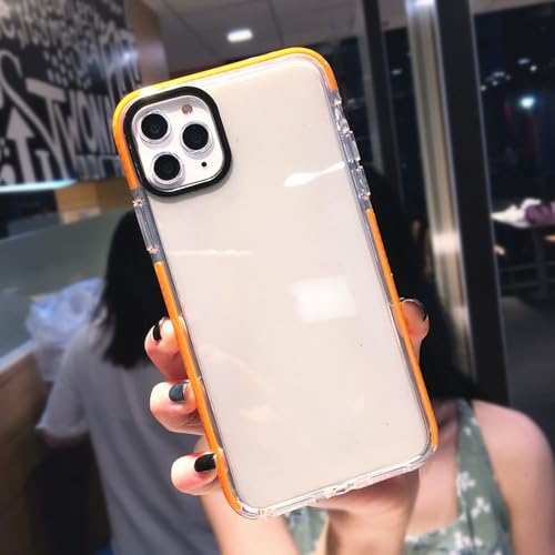 Coque iPhone 15 Pro Max antichoc transparente silicone souple cadre fluo orange XR 11 12 13 14