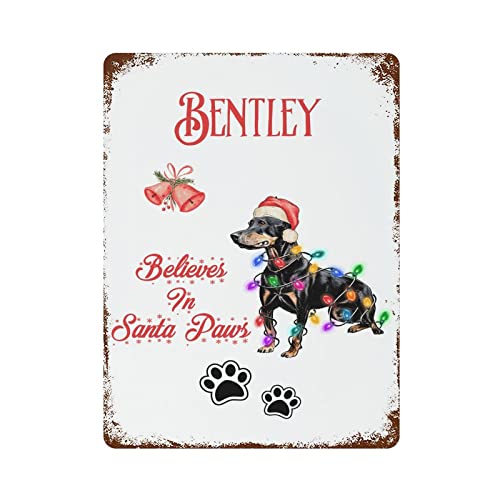 Believe In Santa Paw Tin Signs Merry Christmas Dogs Cats Paw Tin Plaque Plate Retro Vintage Metal Signs Customized Outdoor Vintage Wall Decor Art 12"X16" #TOP28