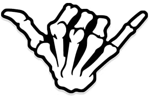 Skeleton Hand Sticker: Shaka Bone Hand Decal for Various Surfaces (3 x 5 inch)