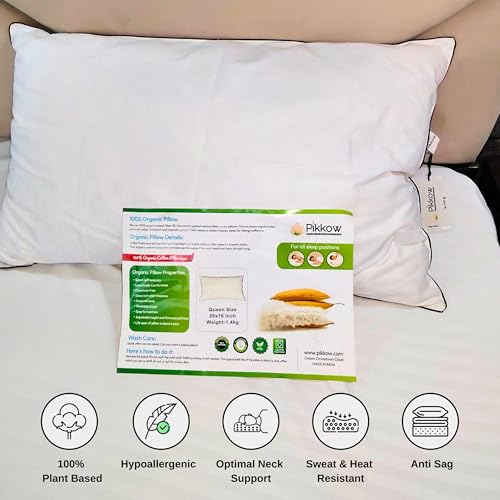Image of Organic Kapok Pillow - Standard Size | Eco-Friendly & Hypoallergenic | Breathable, Fluffy, and Soft | Ideal for Back & Side Sleepers | Made in India
