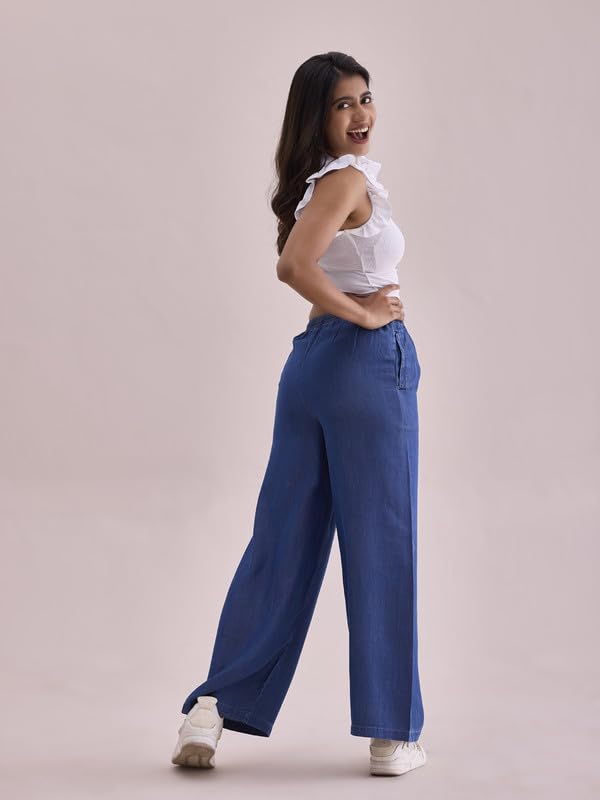 Image of GO COLORS Soft Viscose & Linen Blend Linen Palazzo Full Length for Women| Breathable, Mid Rise