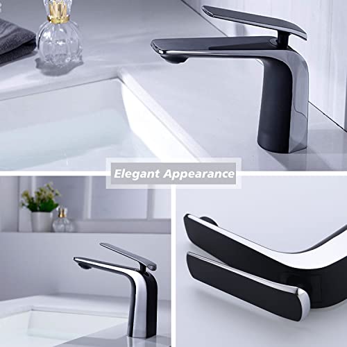 TOCALOCA Modern Bathroom Sink Faucets Matte Black and Chrome Single Hole by TOCALOCA - Used condition - Image 3