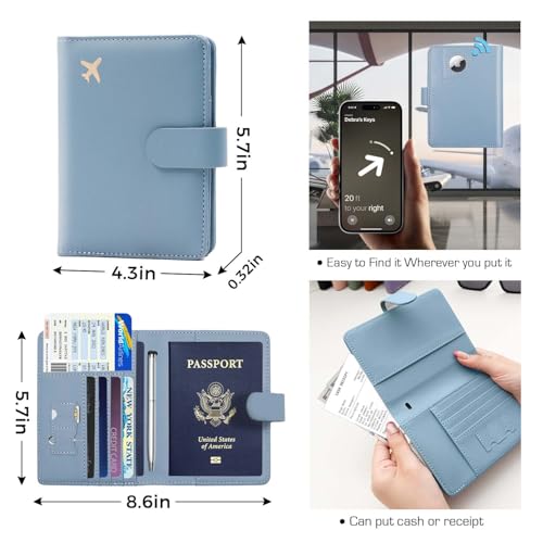 Image of Melsbrinna Premium Leather Passport Holder Covers Case, Waterproof Rfid Blocking Travel Wallet Passport Holder with Pen Holder, Cute Passport Book for Women /Men