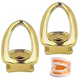 XVHOAB 2 Piezas Gold Tooth Cap Copper Color Brillante Joyas de Dientes lujosas Mejora de Las Parrillas de Sonrisa para Fiestas Bailes Disfraz de Ocasiones alegres.