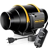 QiCrafe Ventilador de Conducto 100 mm Regulable con Control de Velocidad, Extractor Silencioso en Línea, Motor con Protección contra Sobrecalentamiento, Enchufe UE, Cable 3 m