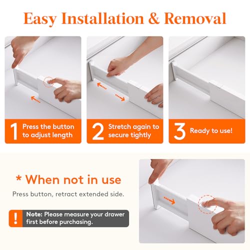 Lifewit 8 Pack Drawer Dividers 4" High,11-17" Adjustable Dresser Drawer Organizers for Clothes, Expandable Dresser Separators in Bedroom/Bathroom/Kitchen/Vanity/Office Organization and Storage, White - Image 6