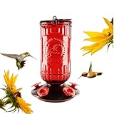 Picture of Nature's Rhythm Bird Feeder Vintage Red Antique Glass Bottle Hummingbird Feeder 5 Feeding Ports and 23-Ounce Nectar Capacity Per Feeder