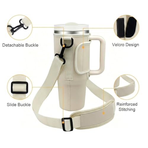 Image of ZIBUYU BrandName 40 Oz Water Bottle Carrier Pouch for 40 oz tumblers with flip top Access, Adjustable Strap, Waterproof Protective Design, Hands Free Carrying Support for Travel, Hiking, Commuting