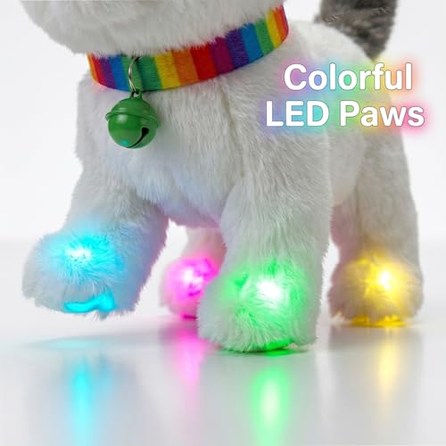 Image of GITGRNTH Walking Talking Lighting Cat - Interactive LED Cat Toy - Musical Cute Kitty with Glowing Light Paws - Electronic Cat with Sound - Gift for Girls and Boys Baby