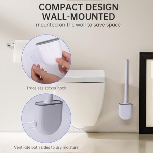 Image of RV Toilet Bowl Brush, Toilet Brush Silicone Won't Damage Toilets, Wall Mounted Toilet Brush-Anti-Roll, Anti-Drip Design, Suitable for RV Travel Trailers and Campers, Made by RVers for RVers