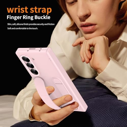 Coque Samsung Z Fold 6 haut de gamme rose avec béquille et porte-stylo