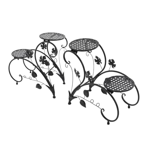 2 soportes para flores de metal de 2 niveles, soporte para plantas, soporte para plantas vintage, escaleras portátiles, estantes para flores, cada soporte, capacidad de carga de 3 kg, para entradas