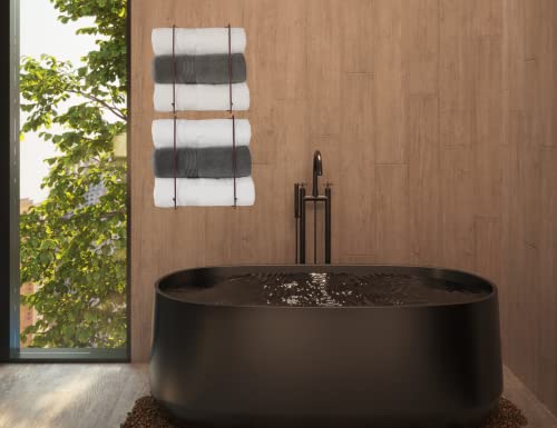 2 Set Towel Rack Holder, Wall Mounted Metal Towel Shelf With Hooks, Minimalist Design Storage Organizer For Towels, Washcloths, Hand Towels, Linens, Yoga Mat, Ideal For Bathroom, Spa, Salon (Brown)… #TOP5