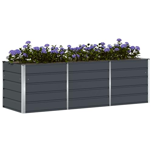 Pot de fleurs anthracite 240x80x75 cm grand bac acier résistant intempéries