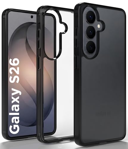 Image of RIGGEAR Shockproof Clear Hybrid Armor Back Cover Case Compatible with Samsung Galaxy S26 (Clear-Black TPU Bumper with Transparent PC)
