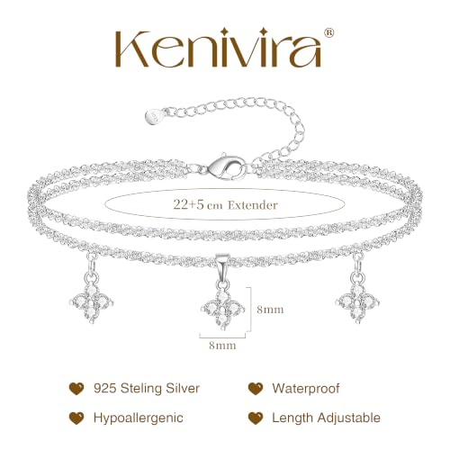 Image of Kenivira Sterling Silver Ankle Bracelets for Women,Gold Dainty Layered Waterproof Anklet for Women, Anklet Set Stackable Beach Gift Adjustable Size