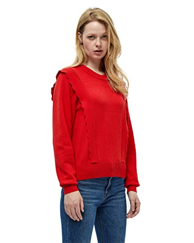 Peppercorn Rosalia Sudadera con Volantes, Rojo (True Red), XS para Mujer