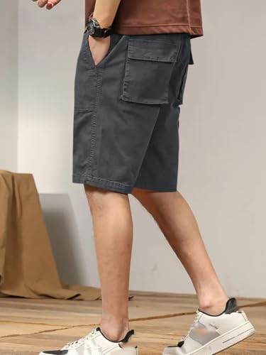 Image of Leriya Fashion Men Cotton Cargo Shorts | Lightweight Shorts Pant for Men | Elastic Waist with Drawstring | Casual Summer Cargo Short's for Man with Pockets