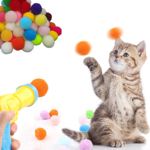 FsGrg 猫おもちゃ 猫ポンポンボール 多色 ボールランチャー 猫カラー弾むボール ネコストレス解消 運動不足対策 子猫 成猫 猫遊び用 (20個入り(ランチャー*1)) FsGrg 猫おもちゃ 猫ポンポンボール 多色 ボールランチャー 猫カラー弾むボール ネコストレス解消 運動不足対策 子猫 成猫 猫遊び用 (20個入り(ランチャー*1))