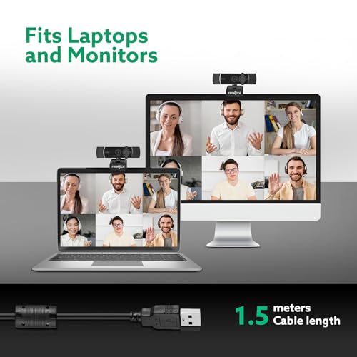 Image of Frontech E-CAM 4K Ultra HD Webcam | 2160P 30FPS | 90 Wide Angle | Privacy Lens Cover | Built-in Mic | USB Plug & Play (FT-2257)